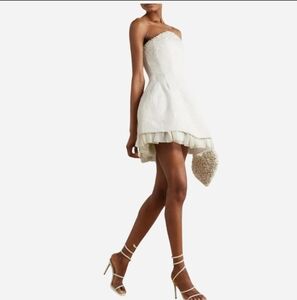 Zara White Tweed Ruffle Dress